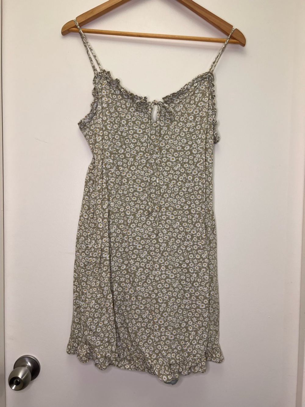 Böhme Daisy Floral Mini Dress Cottagecore Tie Front Smocked M